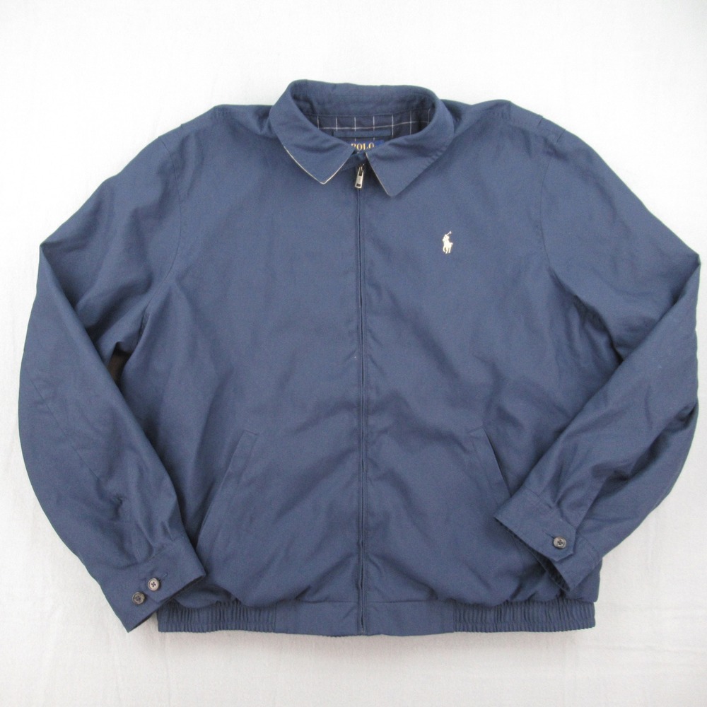 Polo Ralph Lauren Windbreaker Jacket Mens XXL Blue Harrington Full Zip Pony Logo